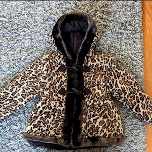 Rothschild girls 4T brown cheetah winter coat